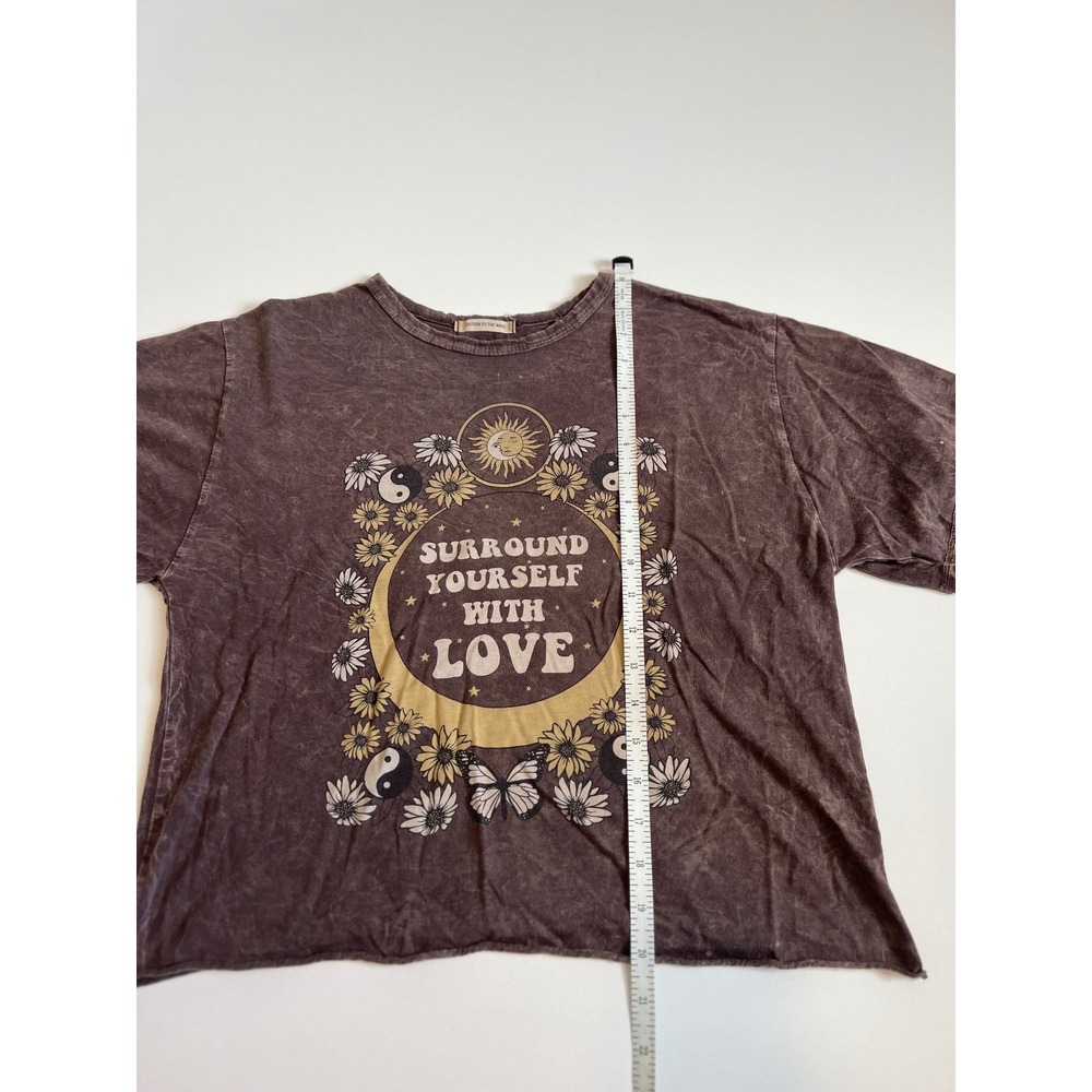 Caution To The Wind Brown Mineral Wash Graphic Crop T-Shirt Medium - Picture 8 of 8